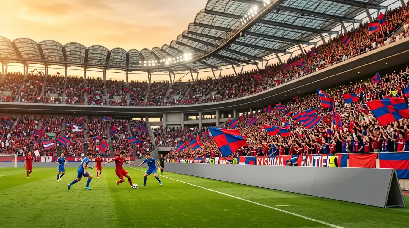 Partido de la J-League japonesa con aficionados en el estadio